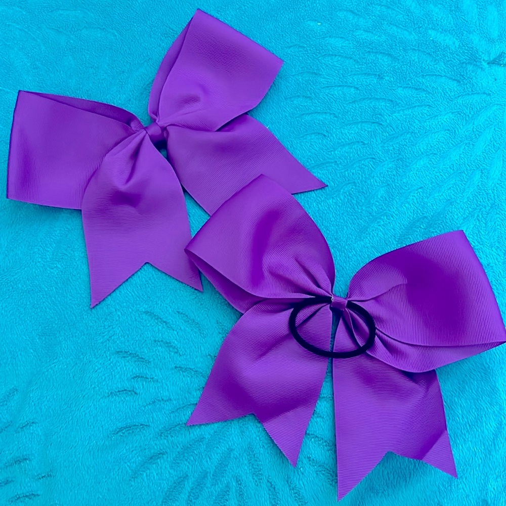 ❤️3/$25 Large Purple Cheer Bows Bundle of 2 New Gymnastics Dance Costumes School